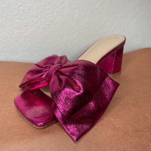 TWELVE AM Metallic Pink Slipper Heels